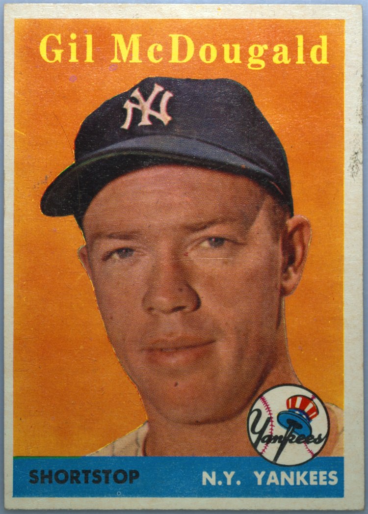 1958 Topps #20B Gil McDougald, New York Yankees, Yellow Name variation