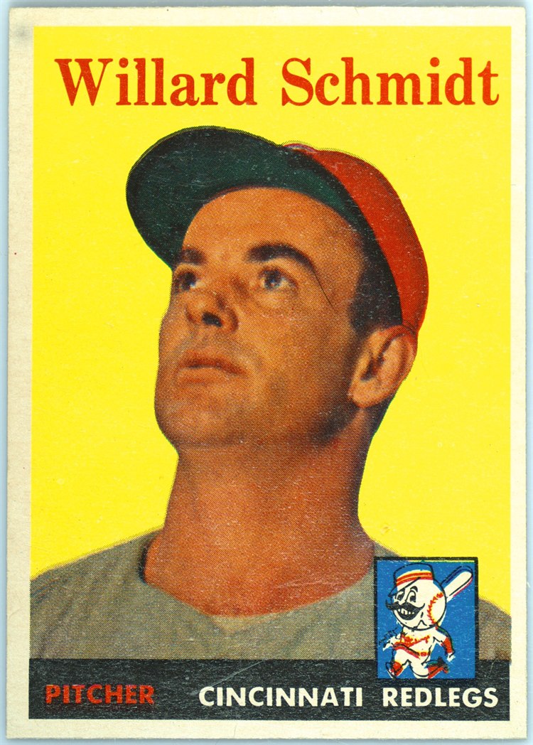 1958 Topps #214 Willard Schmidt, Cincinnati Reds