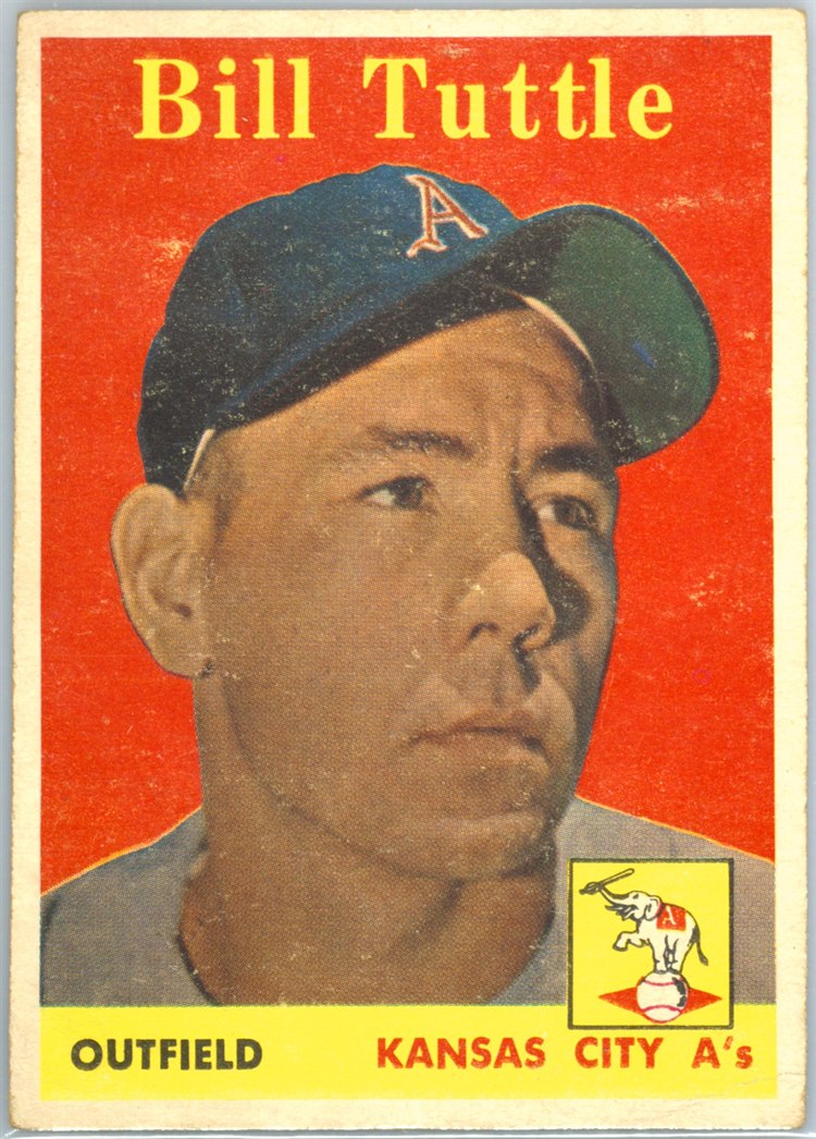 1958 Topps #23B Bill Tuttle, Kansas City Athletics, Yellow Name variation