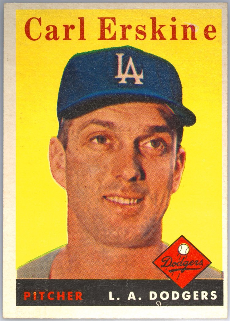 1958 Topps #258 Carl Erskine, Los Angeles Dodgers