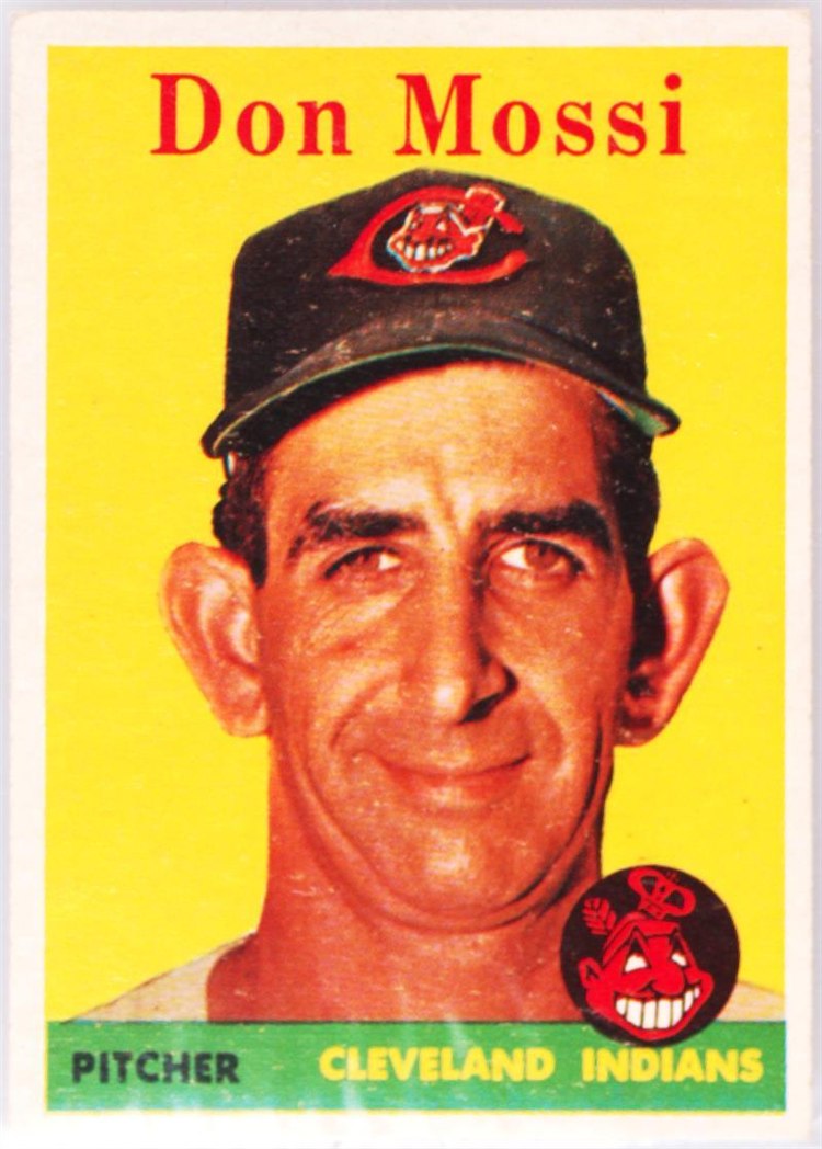 1958 Topps #35B Don Mossi, Cleveland Indians, Yellow Team variation