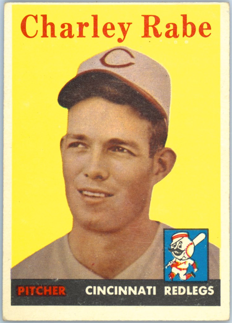1958 Topps #376 Charley Rabe, Cincinnati Reds