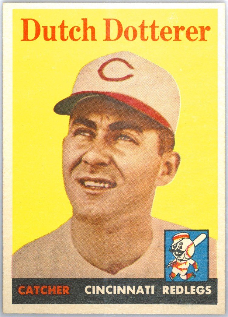 1958 Topps #396 Dutch Dotterer, Cincinnati Reds