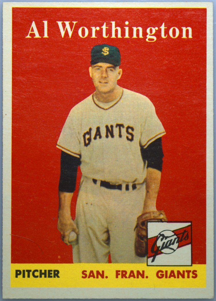 1958 Topps #427 Al Worthington, San Francisco Giants