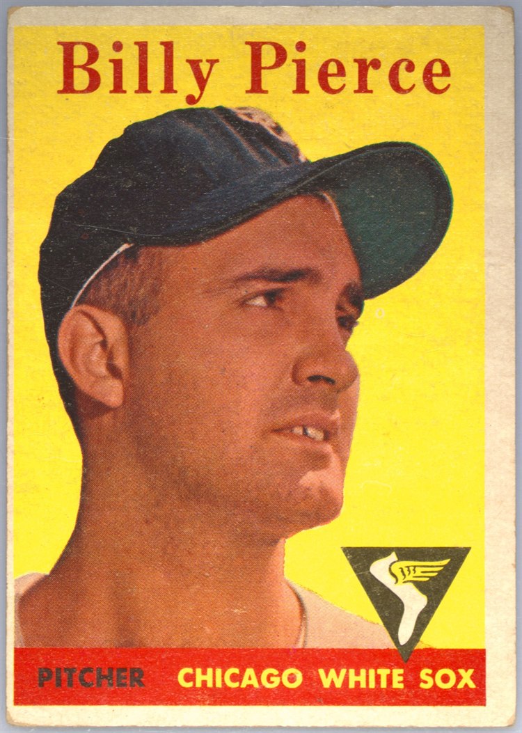 1958 Topps #50B Billy Pierce, Chicago White Sox, Yellow Team variation