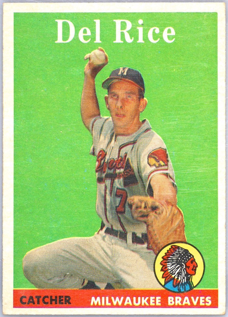1958 Topps #51 Del Rice, Milwaukee Braves