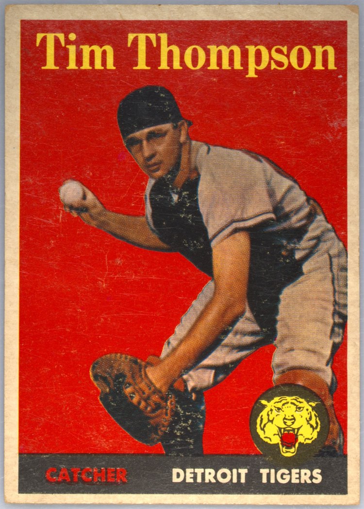 1958 Topps #57B Tim Thompson, Detroit Tigers, Yellow Name variation