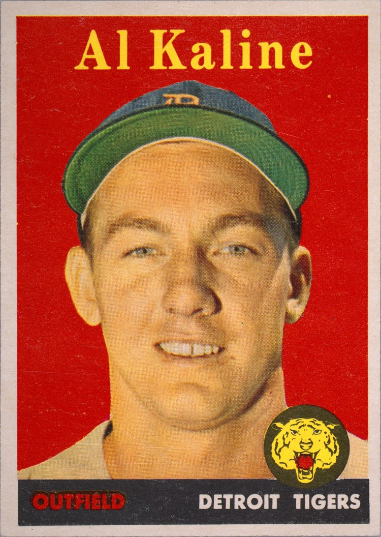 1958 Topps #70B Al Kaline, Detroit Tigers, Yellow Name variation