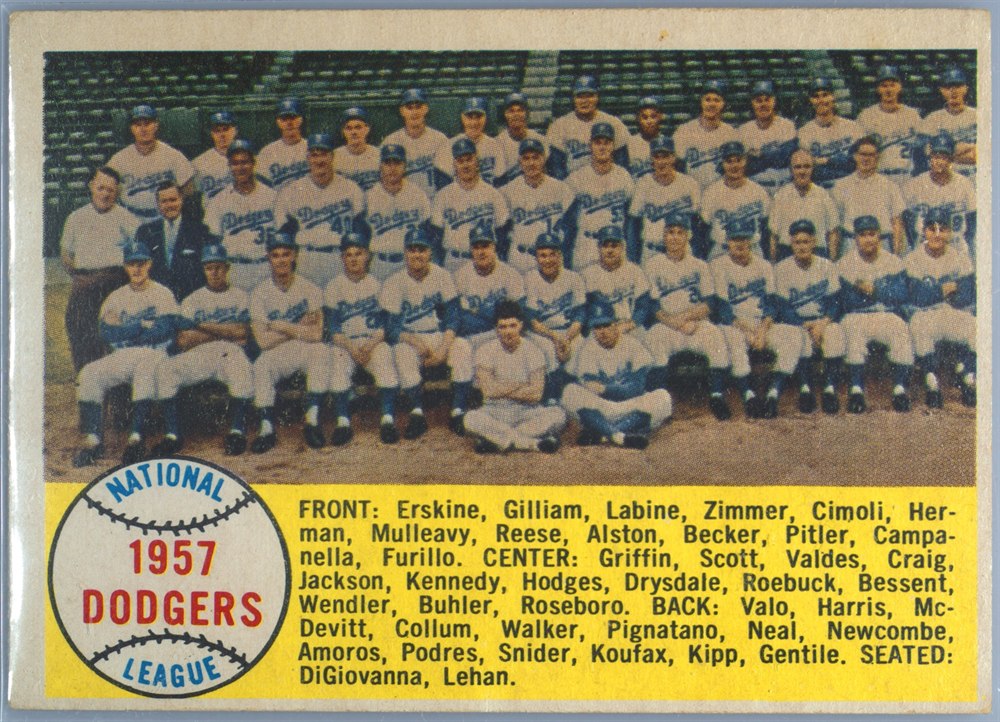 1958 Topps #71 Los Angeles Dodgers Team, Los Angeles Dodgers