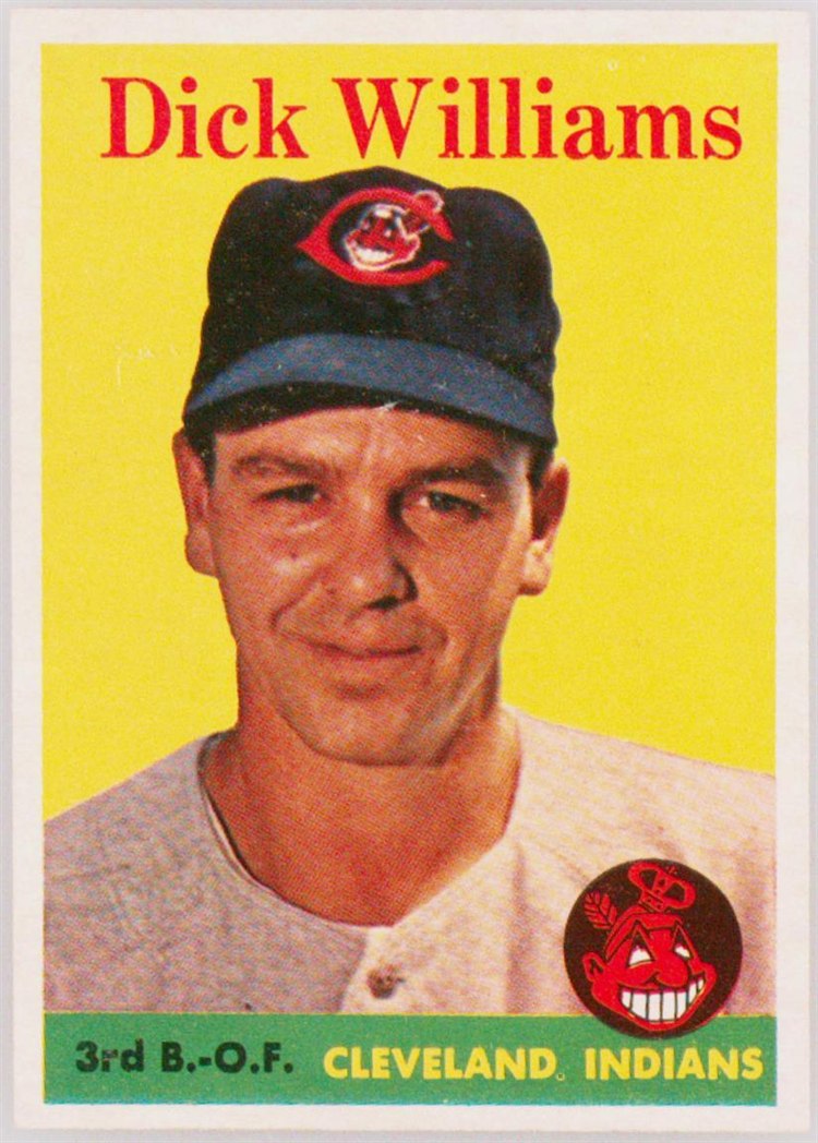 1958 Topps #79B Dick Williams, Cleveland Indians, Yellow Team variation