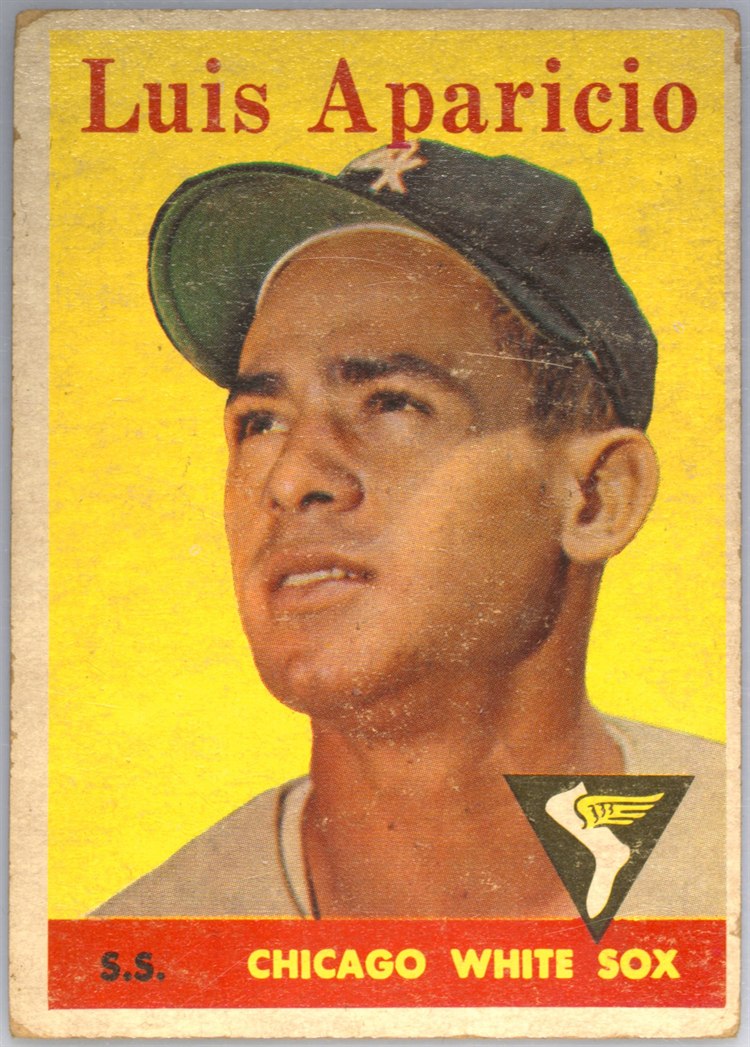 1958 Topps #85B Luis Aparicio, Chicago White Sox, Yellow Team variation