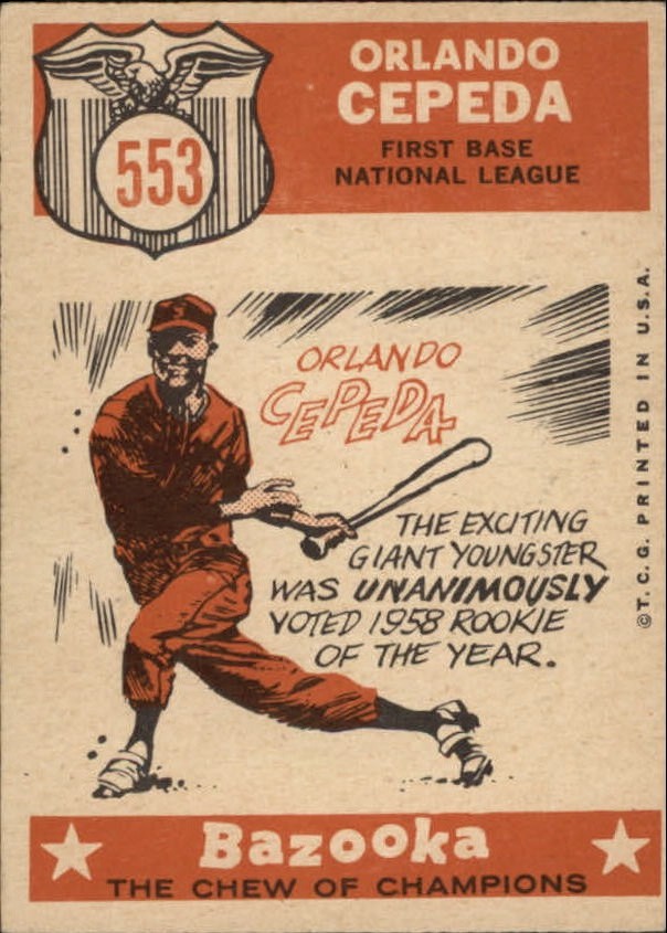 1959 Topps #553 Orlando Cepeda (back)