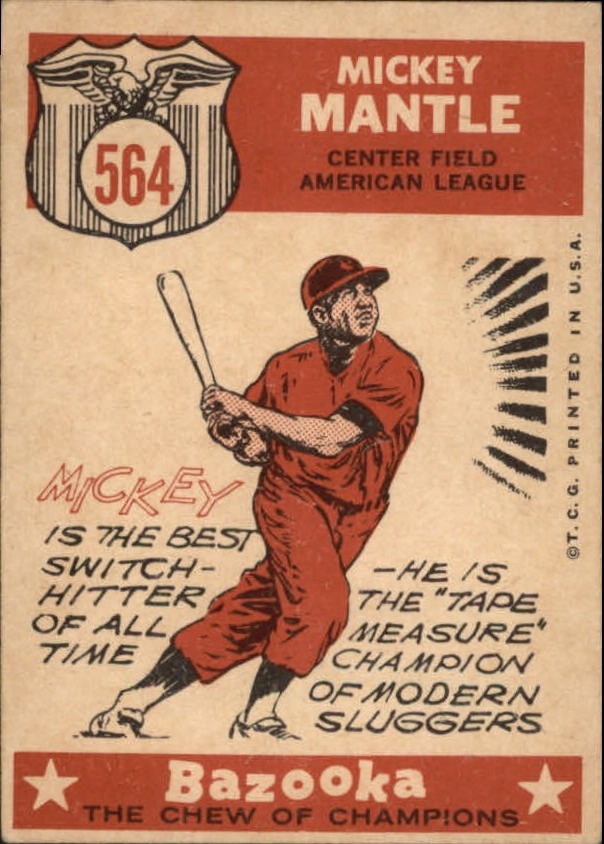 1959 Topps #564 Mickey Mantle (back)