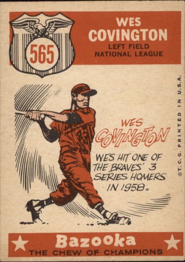 1959 Topps #565 Wes Covington (back)