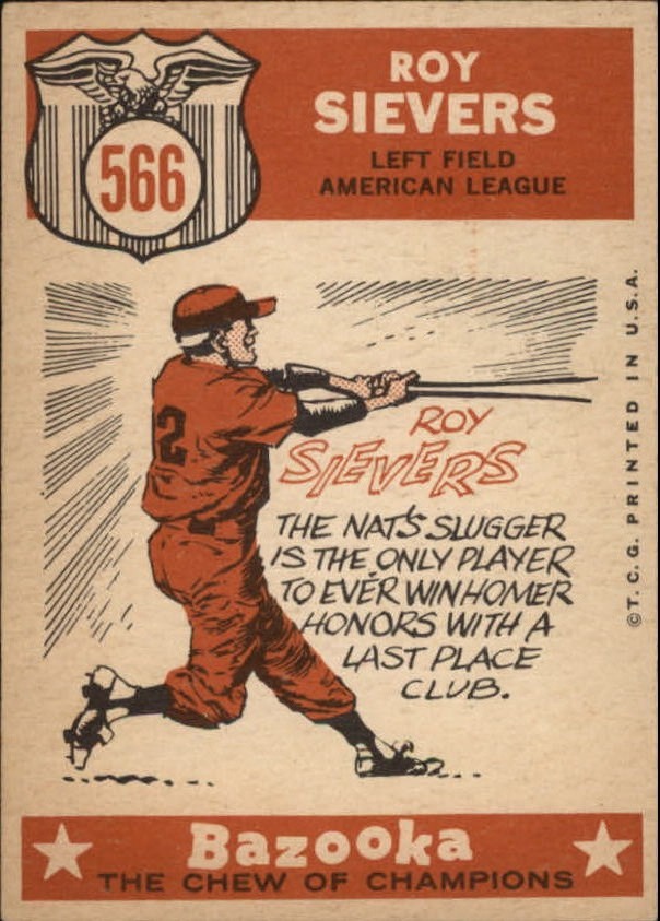 1959 Topps #566 Roy Sievers (back)