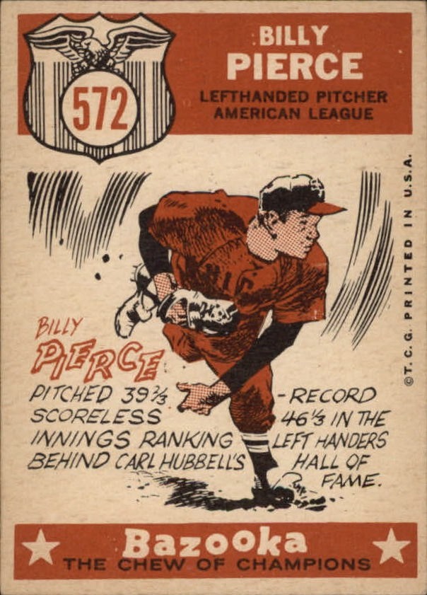 1959 Topps #572 Billy Pierce (back)