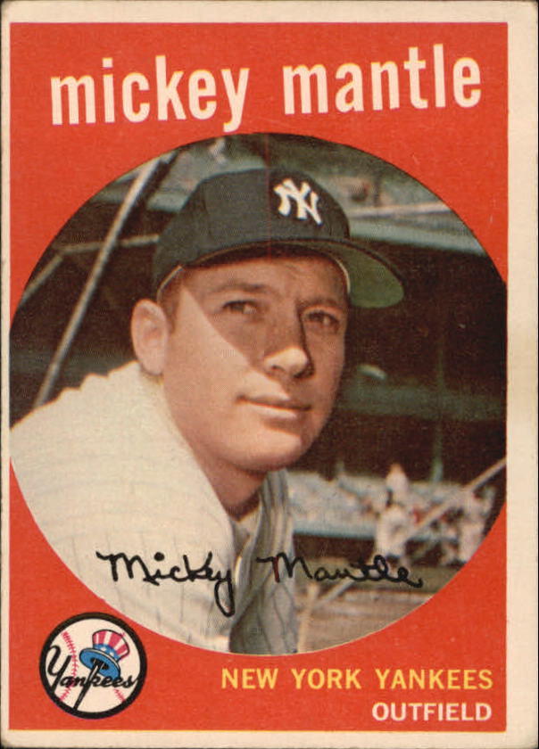 1959 Topps #10 Mickey Mantle, New York Yankees (front)