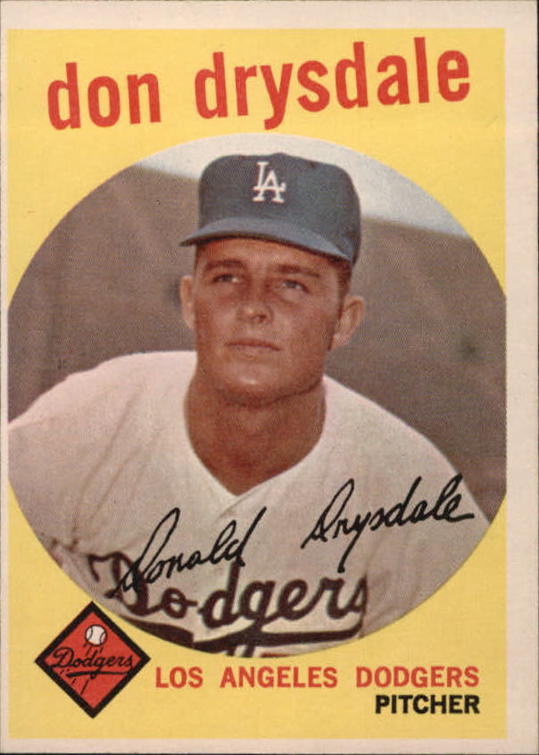 1959 Topps #387 Don Drysdale, Los Angeles Dodgers (front)