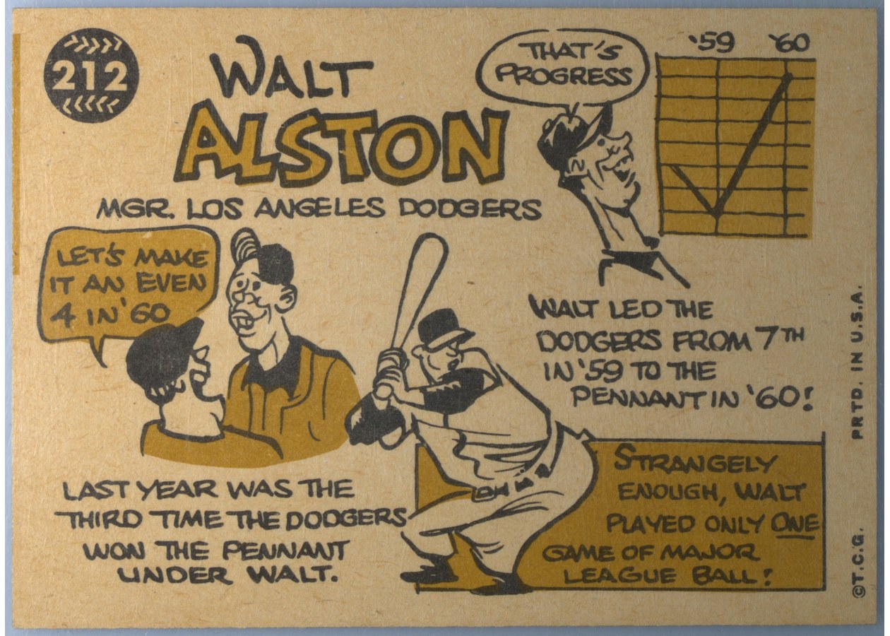 1960 Topps #212 Walt Alston card back