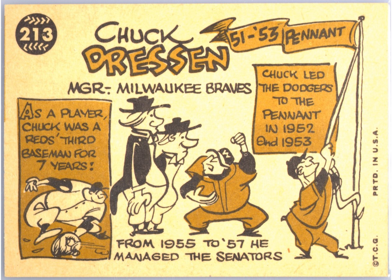 1960 Topps #213 Chuck Dressen card back