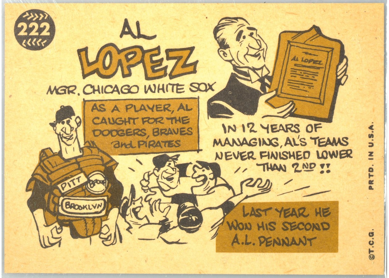 1960 Topps #222 Al Lopez card back