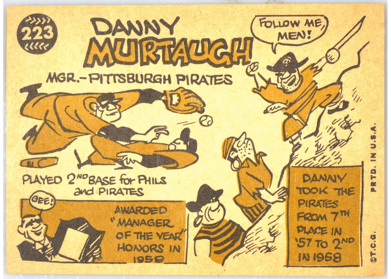 1960 Topps #223 Danny Murtaugh card back