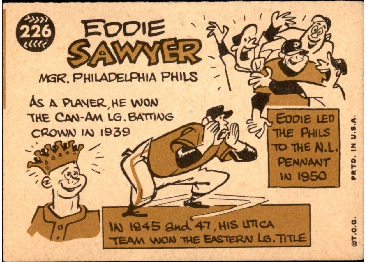 1960 Topps #226 Eddie Sawyer card back
