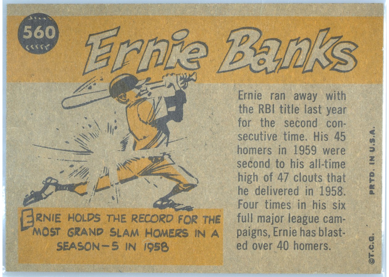 1960 Topps #560 Ernie Banks card back