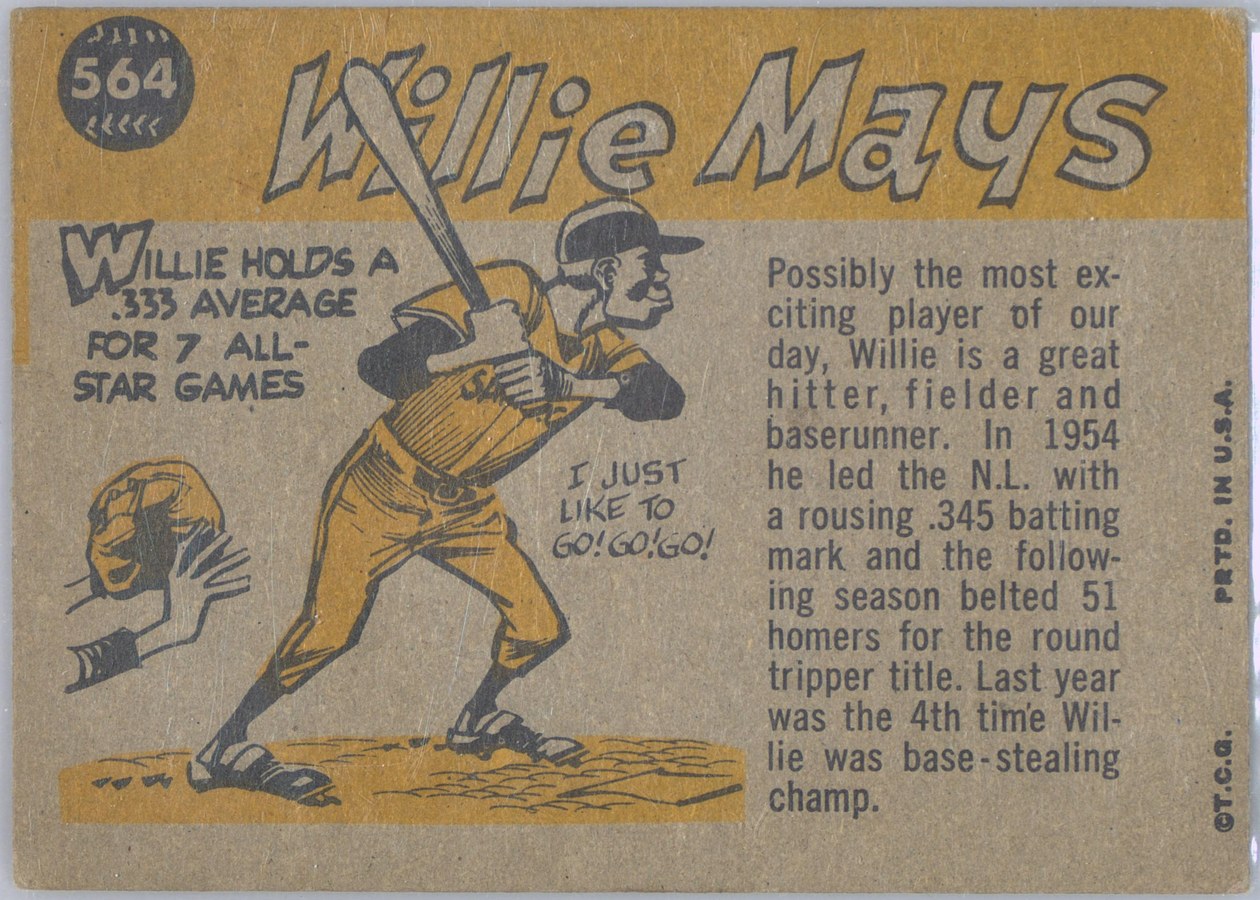1960 Topps #564 Willie Mays card back