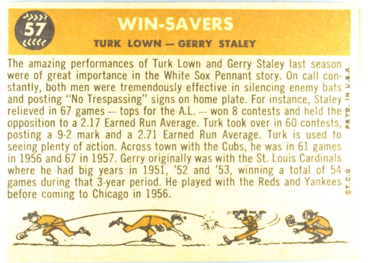 1960 Topps #57 Win-Savers card back