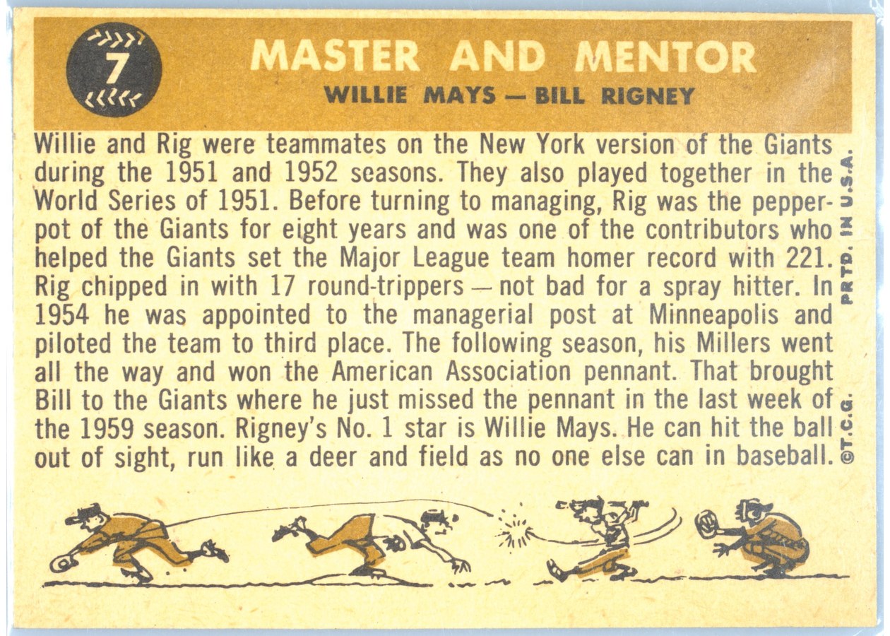 1960 Topps #7 Master & Mentor card back