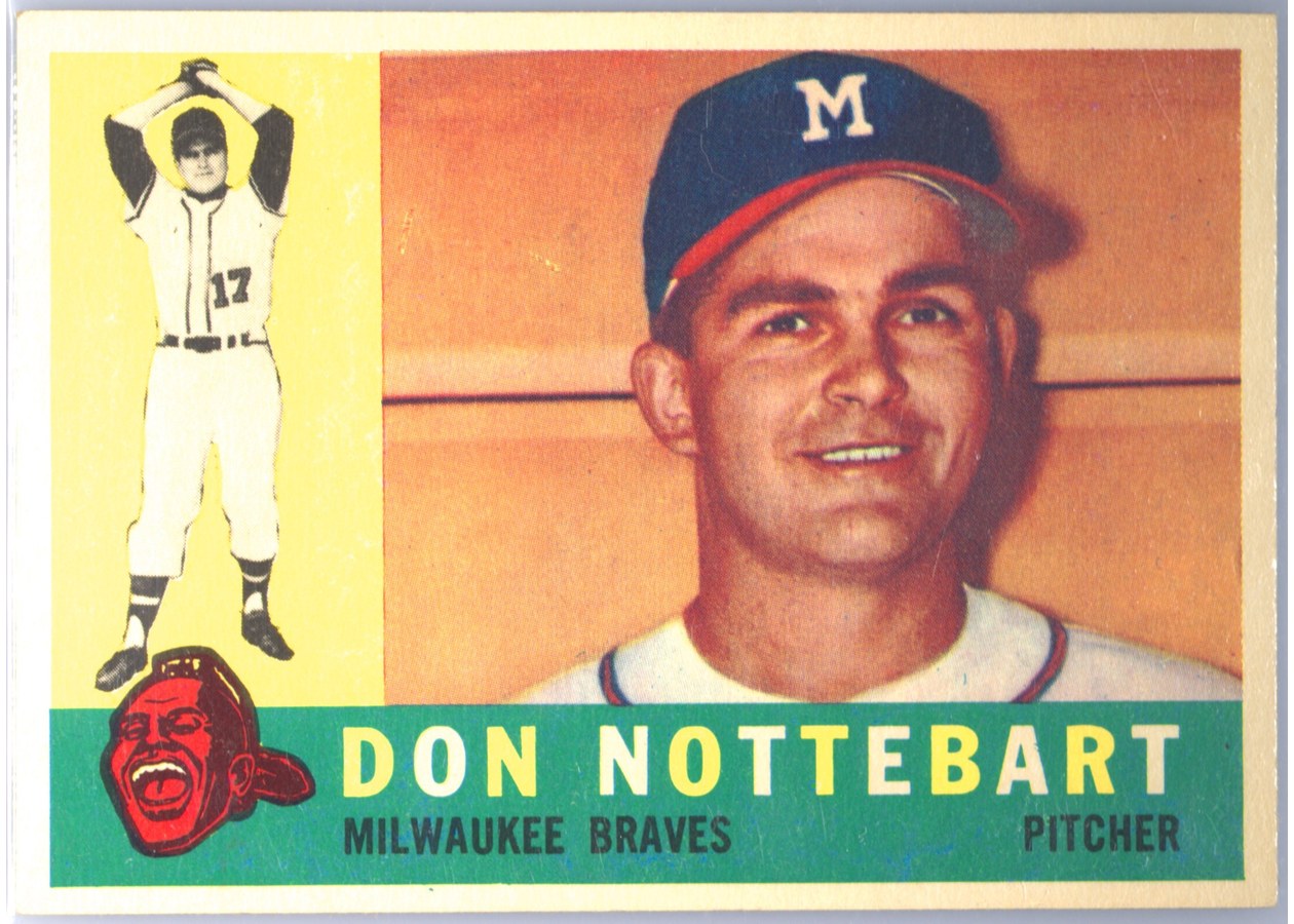 1960 Topps #351 Don Nottebart, Milwaukee Braves