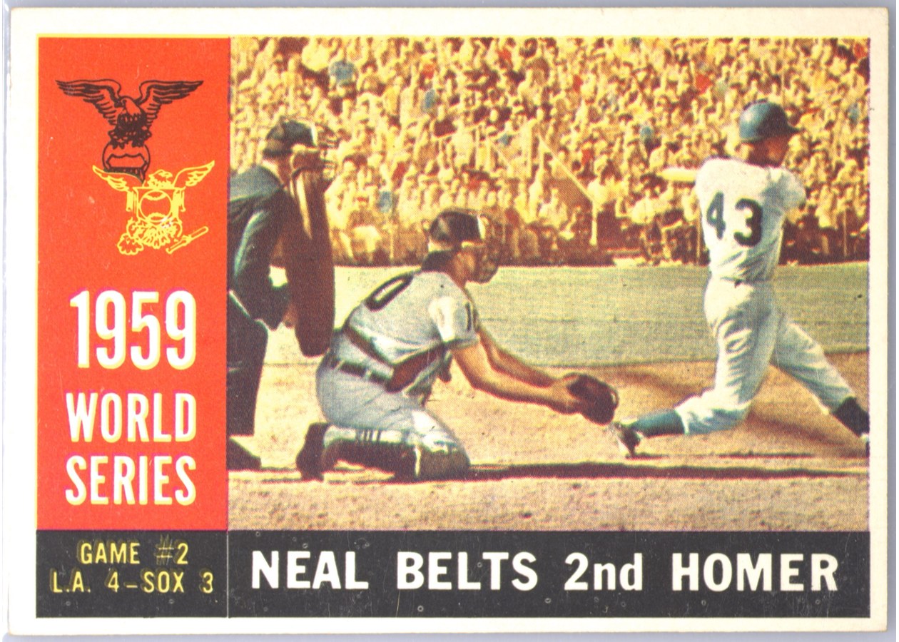 1960 Topps #386 1959 World Series Game #2 - Neal Belts 2nd Homer, Los Angeles Dodgers