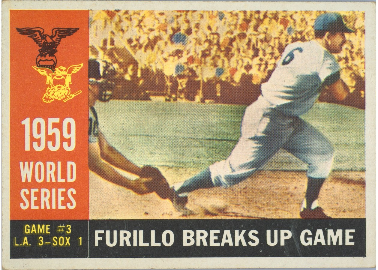1960 Topps #387 1959 World Series Game #3 - Furillo Breaks up Game, Los Angeles Dodgers