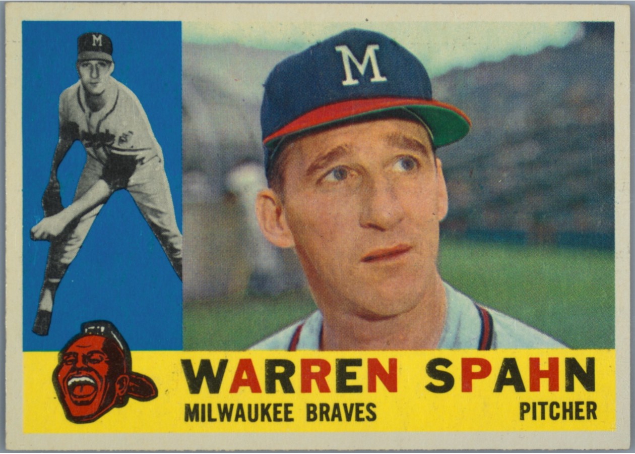 1960 Topps #445 Warren Spahn, Milwaukee Braves