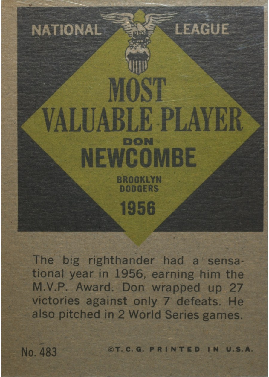1961 Topps #483 Don Newcombe card back
