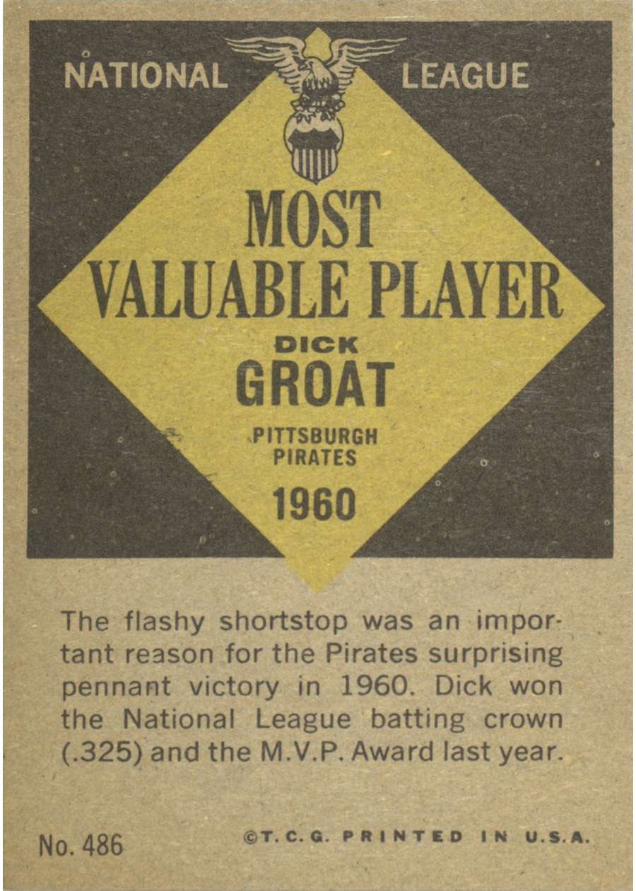 1961 Topps #486 Dick Groat card back