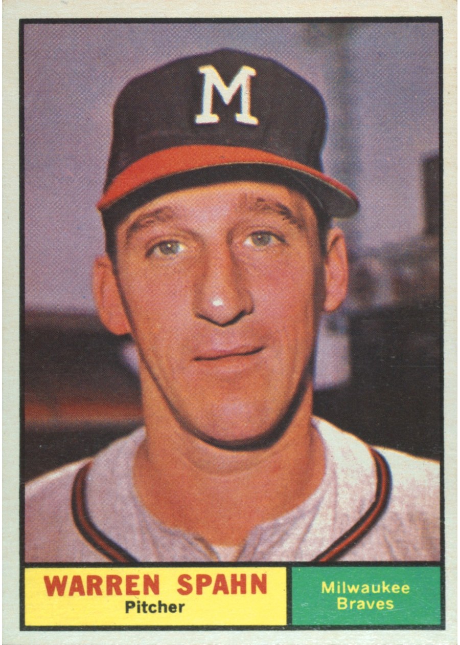 1961 Topps #200 Warren Spahn, Milwaukee Braves