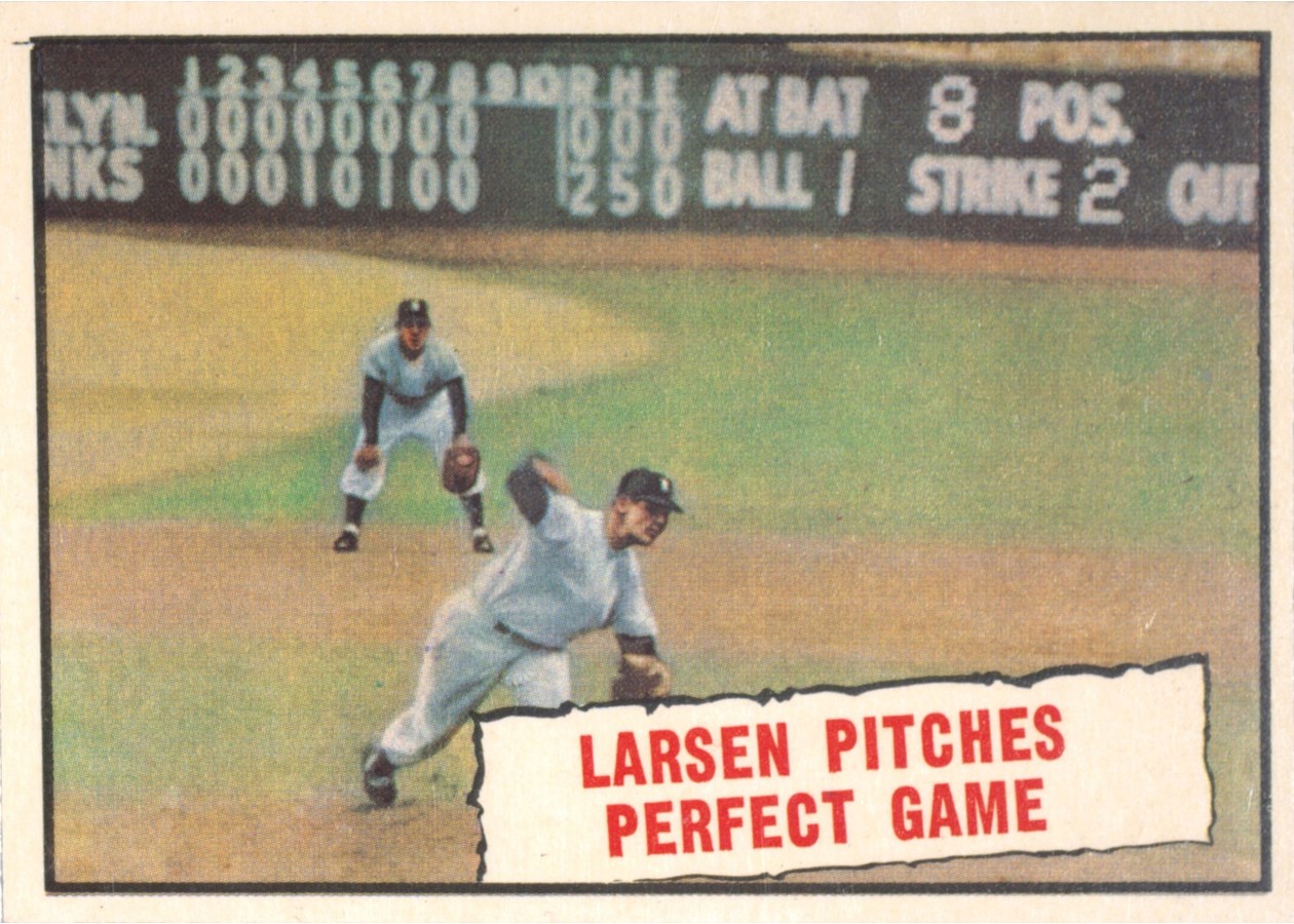1961 Topps #402 Larsen Pitches Perfect Game