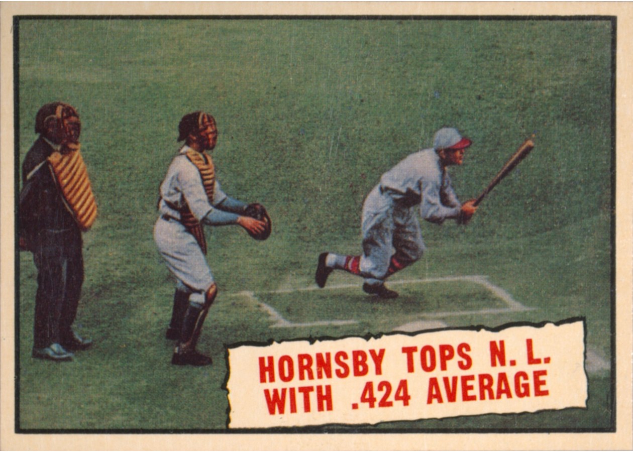 1961 Topps #404 Hornsby Tops NL With .424 Average