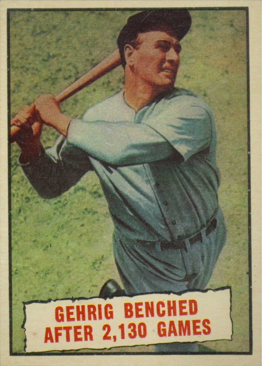 1961 Topps #405 Gehrig Benched After 2,130 Games