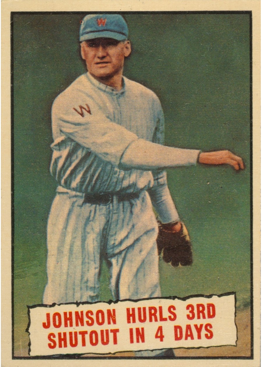 1961 Topps #409 Johnson Hurls 3rd Shutout in 4 Days