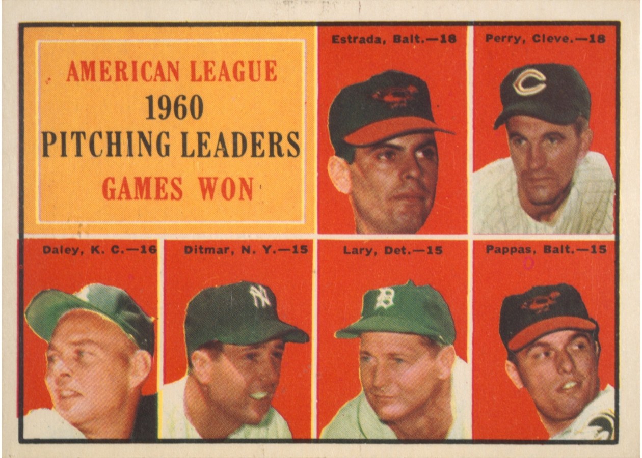 1961 Topps #48 American League 1960 Pitching Leaders Games Won