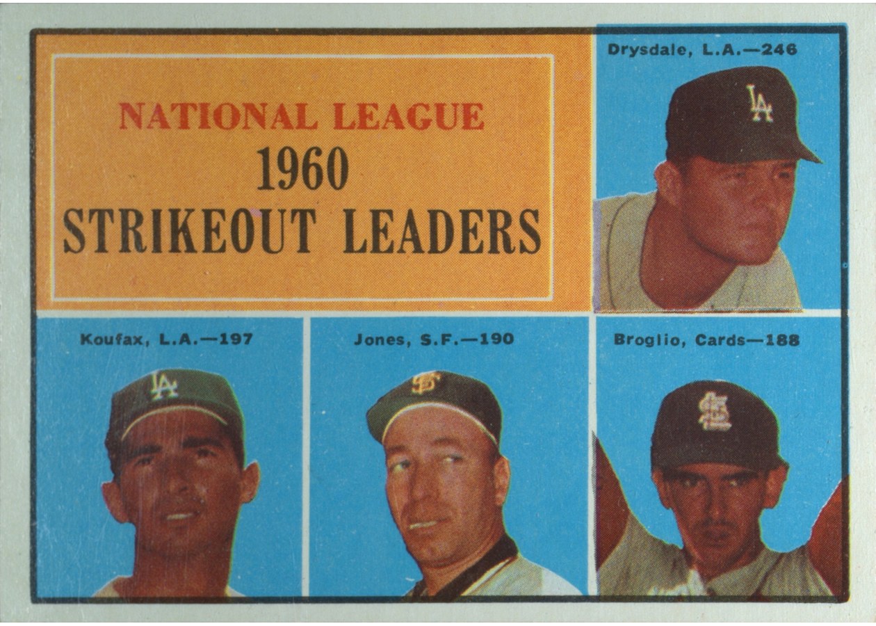 1961 Topps #49 National League 1960 Strikeout Leaders