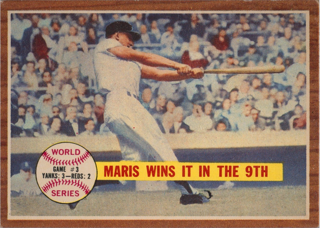1962 Topps #234 World Series Game #3 - Maris Wins It In The 9th, New York Yankees