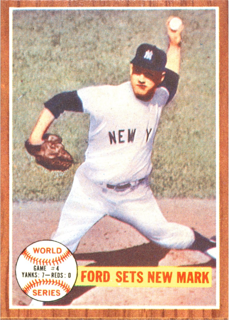 1962 Topps #235 World Series Game #4 - Ford Sets New Mark, New York Yankees