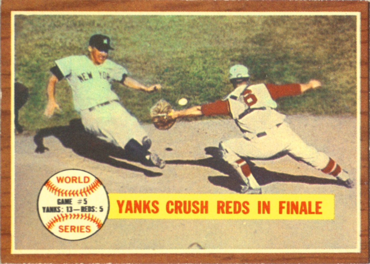 1962 Topps #236 World Series Game #5 - Yanks Crush Reds In Finale, New York Yankees