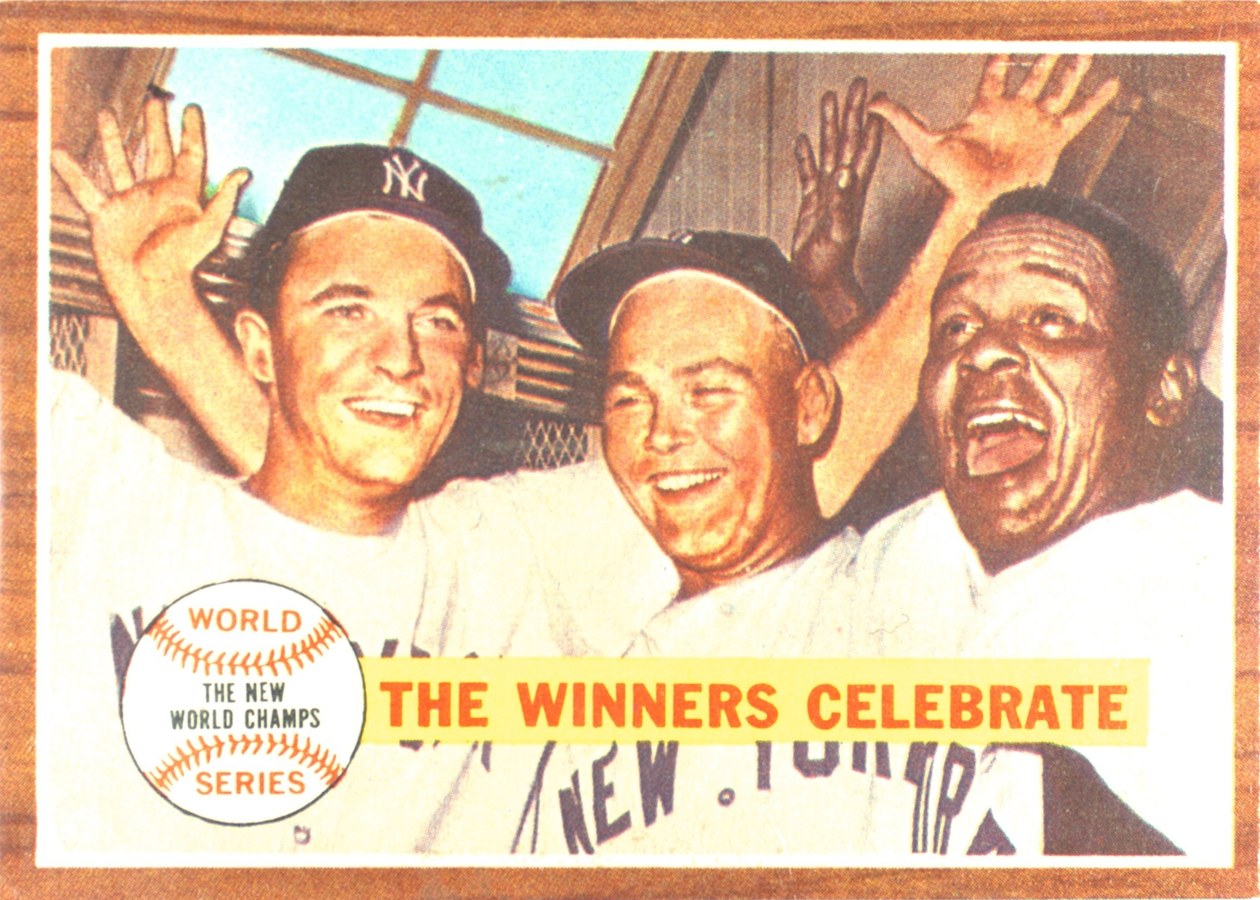1962 Topps #237 World Series Summary - The Winners Celebrate, New York Yankees