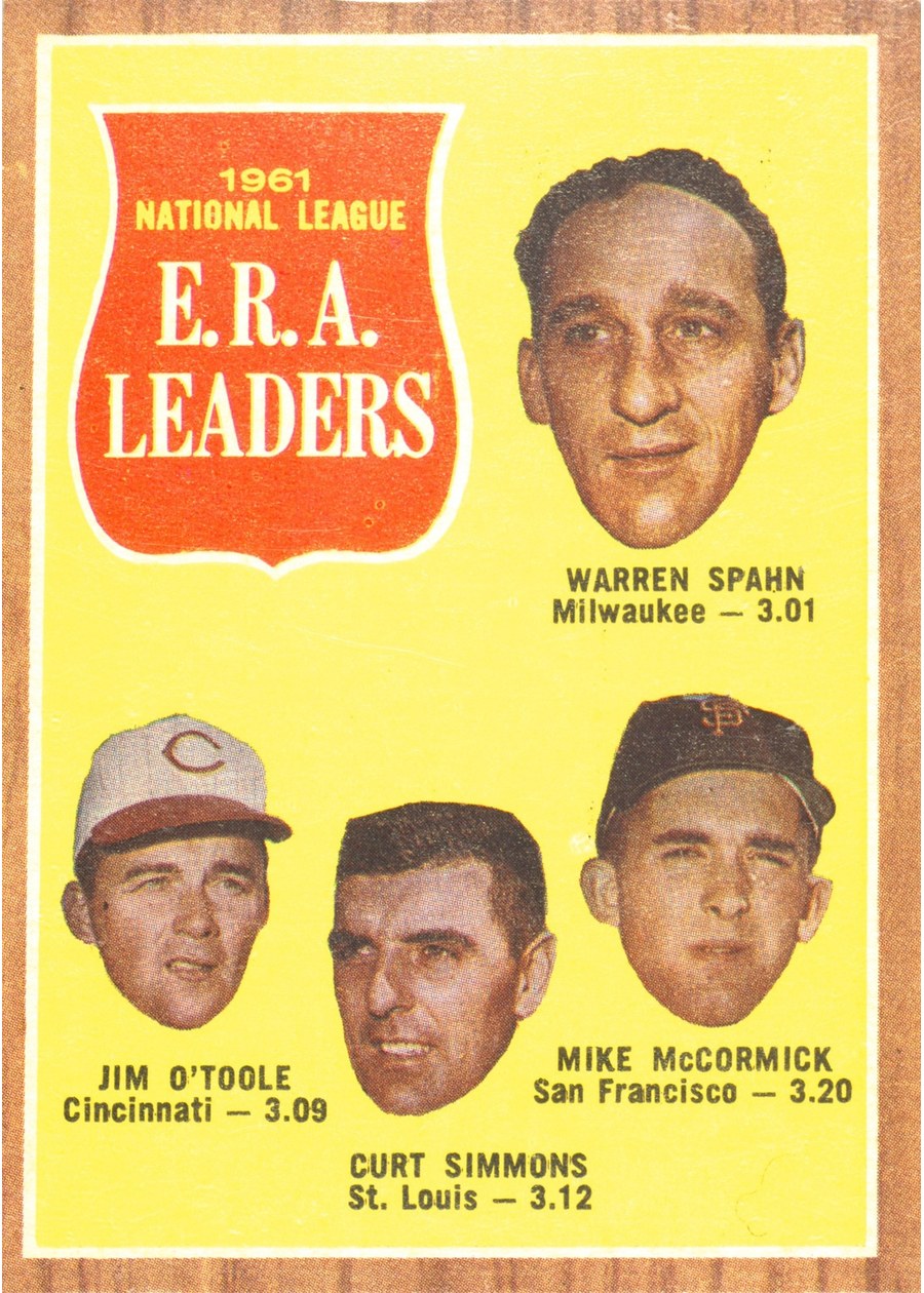 1962 Topps #56 1961 NL ERA Leaders