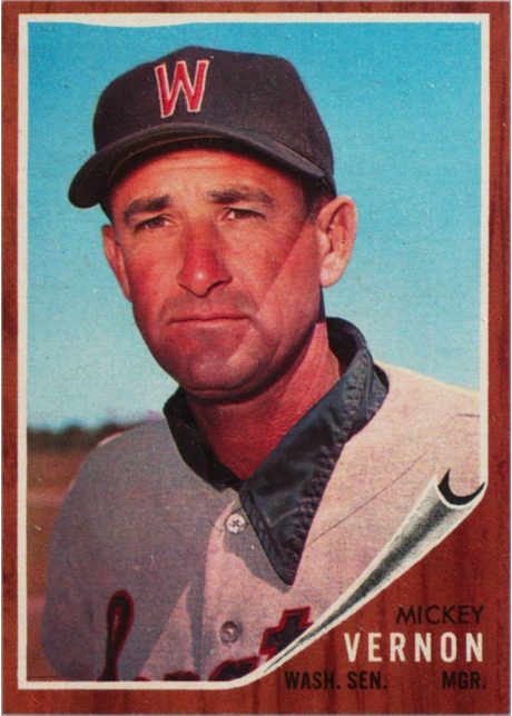 1962 Topps #152 Mickey Vernon - 152a - No Green Tint